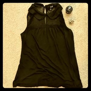 Black Peter pan collar lace top